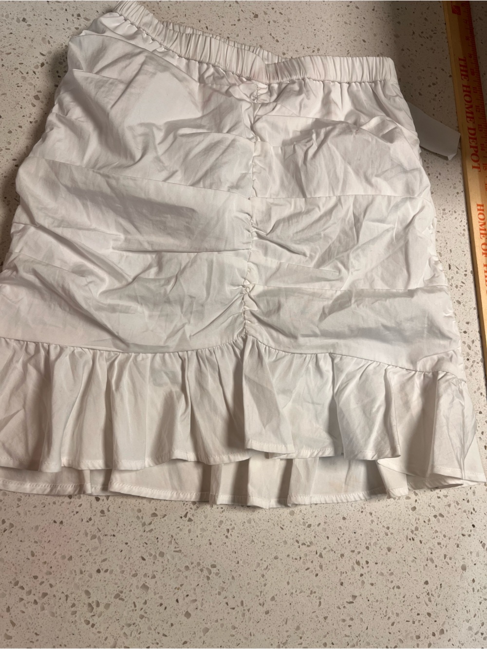 Girls' White Ruffle Hem Elastic-Waist Skirt